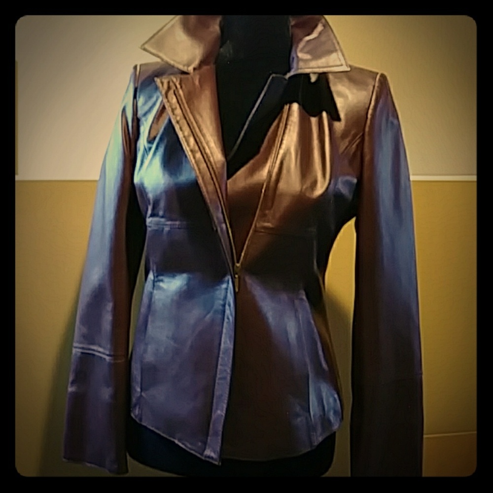 SOLD!! Talbots Leather Jacket Ladies -Dark Crimson